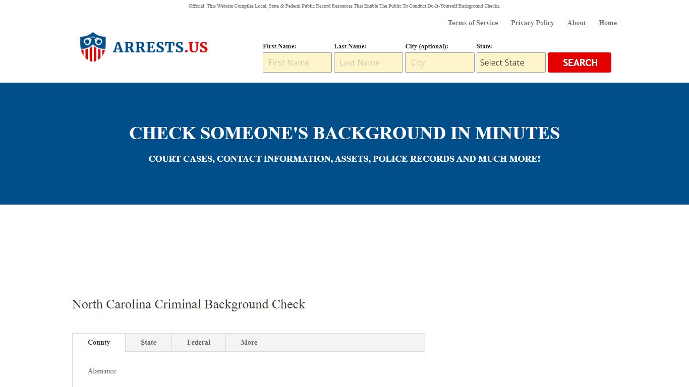 North Carolina Criminal Background Check - Arrests